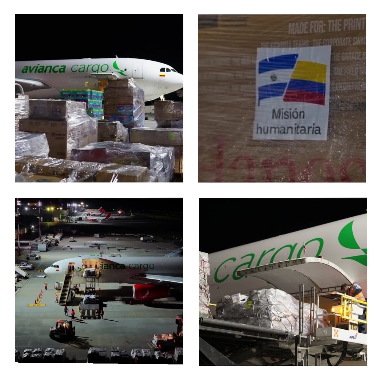 Cargan 51 toneladas de ayuda humanitaria a un avión con destino Colombia